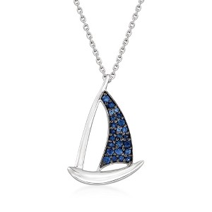Ross-Simons 0.22 ct. t.w. Sapphire Sailboat Pendant Necklace in Sterling Silver - 1 of 2