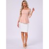 Allegra K Women's Elegant Lace Floral Semi Sheer 3/4 Sleeve Off Shoulder Peplum Top - 4 of 4