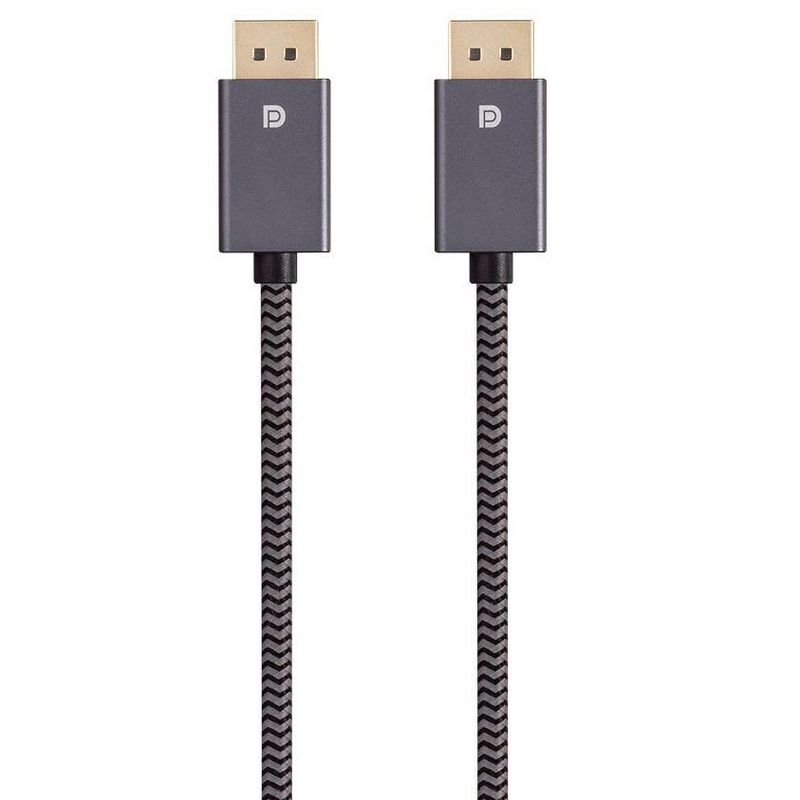 Monoprice DisplayPort 1.4 EasyPlug Nylon Braided Cable - 6 Feet - Gray | Up to 32.4 Gbps, 8K@60Hz, DPCP, HDCP, 3D Video, HBR3, DSC 1.2, 1 of 5