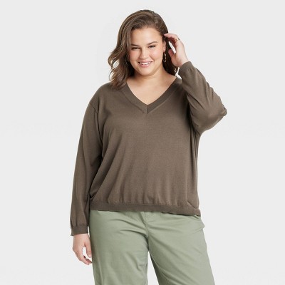 Women's Fine Gauge V-Neck Pullover Sweater - A New Day™
