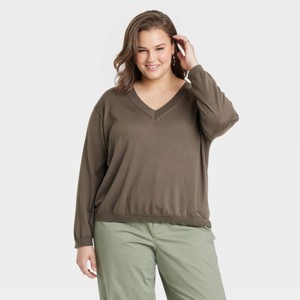 Women's Fine Gauge V-Neck Pullover Sweater - A New Day™ - 1 of 3