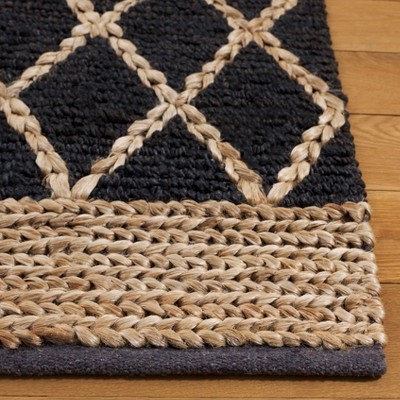 Hand-Knotted Charcoal Cotton Geometric Runner Rug, 2'6" x 8'