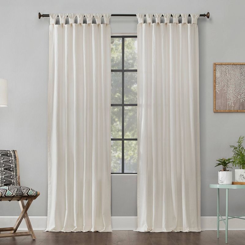 Archaeo Light Filtering Washed Cotton Twist Tab Curtain Panel, 1 of 15