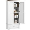 Gulches Farmhouse Tall Kitchen Pantry Storage Cabinet, Freestanding with 2 Doors, Drawer, Adjustable Shelves, White, 31.5"W x 15.75"D x 68.9"H - 4 of 4