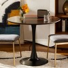24" Modern Round Dining Table, Black Tulip Kitchen Table with MDF Top and Metal Pedestal Base, Small Coffee Table for Living Room-The Pop Home - 3 of 4