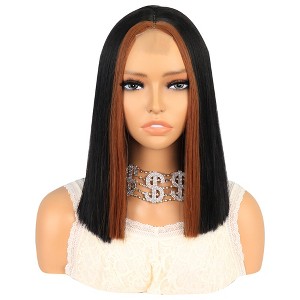 Unique Bargains Women's Medium Long Straight Hair Lace Front Wigs with Wig Cap 14" 1PC - 1 of 4