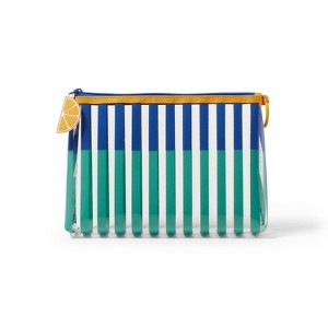 2 Color Striped Pouch - Blue/Teal - Silicone Pull - 1 of 3