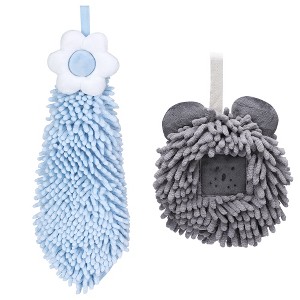 REGALWOVEN 2 Packs Soft Absorbent Cute Decorative Chenille Hand Towel for Bathroom 6" x 15"/7" x 7" - 1 of 4