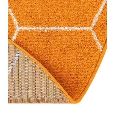 Trellis Frieze 8' Round Orange Synthetic Area Rug