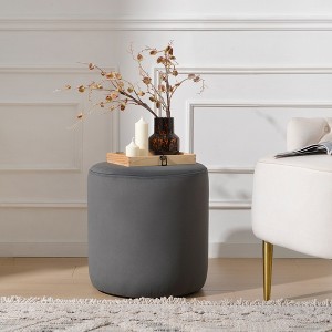 KINWELL Round Upholstered Pouf Ottoman Footrest - 1 of 4