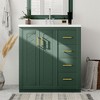 XINGHANZHENXUAN Solid Wood Bathroom Vanity with Ceramic Sink, Freestanding Vanity Set with 3 Drawers & Soft-Close Doors - 3 of 4