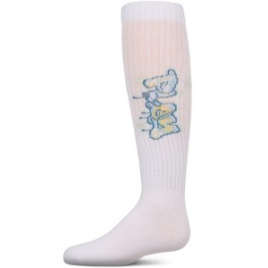 Memoi Girls Ribbed Stretch Cotton "Graffiti Play" Knee Sock - 1 of 3