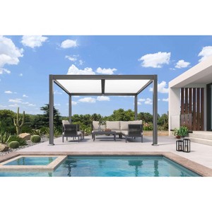 PURPLE LEAF Louvered Pergola Outdoor Aluminum Pergola with White Adjustable Rainproof Roof Grey Frame Hardtop Gazebo for Patio Deck Garden - 1 of 4