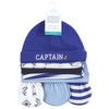Hudson Baby Boys Cotton Cap and Scratch Mitten Set, Captain, 0-6 Months - 2 of 4
