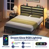 Greenstell Queen Size Bed Frame with Headboard, Metal Platform Bed Frame with LED Lights & Charging Station, Under Bed Storage, Solid and Stable,Black - 3 of 4