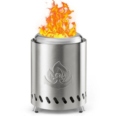 R.W.FLAME Tabletop Fire Pit with Stand, Stainless Steel Table Top Stove, Low Smoke Mini Round Fire Pit Bowl Smokeless Firepit Outdoor