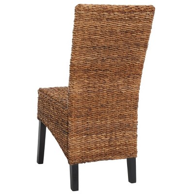 Natural Woven Rattan and Wood Side Chair Set