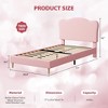 Bed Frame for Kids, Upholstered Platform Bed with Cute Boucle Velvet Headboard for Girls - 2 of 4