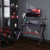 HOMCOM 47 Inch Gaming Desk Racing Computer Desk Home Office Workstation with Elevated Monitor Shelf Rotatable Cup Holder Headphone Hook, Black - 3 of 4