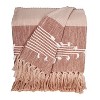 HomeRoots 50" X 60" Gray and Rust Woven Cotton Striped Throw Blanket with Fringe, Embroidery - 4 of 4