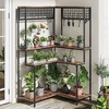 Indoor Corner Plant Stand Tall 67", Large Metal Plant Shelf with Hanging Hooks, Multi-Purpose Display Rack - 3 of 4