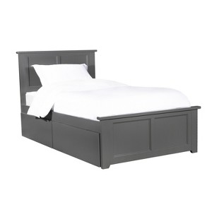 Platform Bed with Footboard & 2 Drawers - Storage Bed Frame - Slatted Support - 1 of 1