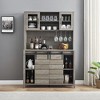 Whizmax Farmhouse Coffee Bar Cabinet with Sliding Barn Doors,Wine Cabinet with Wine&Glasses Rack,Tall Sideboard Buffet Cabinet for Kitchen,Dining Room - 2 of 4