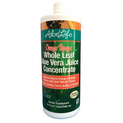 Whole Leaf Aloe Vera Juice Concentrate-Orange/Papaya by Aloe Life  -  32 oz Liquid