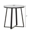 FURNIinspire End Tables Faux Marble Matte End Table Night Stand Round Side Table Living Room Sofa Table for Home Office, White, 23"*23"*24" - 3 of 4