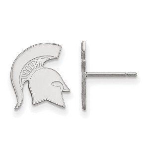 Black Bow Jewelry 14k White Gold Michigan State Spartans NCAA Post Earrings - 1 of 3