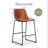 DOMETOUR Armless Faux Leather Barstools with Metal Legs and Footrest for Kitchen Island - 2 of 4