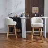 Sapphtopaz Set of 2 Swivel Bar Stools Upholstered Wood Dining Chairs with Button Backrest, Armless High Chair for Kitchen Island, Dining Room - 4 of 4
