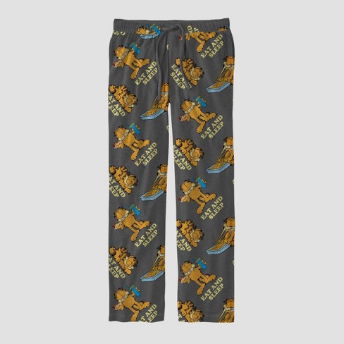 Men's Garfield Fictitious Character Printed Knit Pajama Pants - Orange L