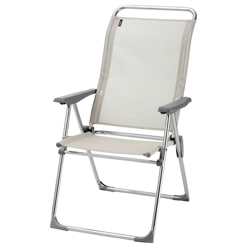 Lafuma Alu Cham Adjustable Lightweight Ergonomic Rust-Free Outdoor Folding Patio Armchair with 5 Seating Positions & Batyline Ventilated Fabric, Rye, 2 of 7