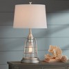 Franklin Iron Works Fisher Coastal Table Lamp 28 3/4" Tall Galvanized Cage with Nightlight LED Table Top Dimmer Drum Shade for Bedroom Living Room - 3 of 4