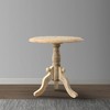 Royal Hampton Intricately Carved Round Top Mango Wood Side End Table with Pedestal Base, White - - 3 of 4
