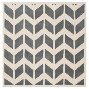Dark Gray/Ivory Solid Tufted Square Accent Rug - (3
