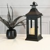LumaBase Metal Lantern with Battery-Operated Candle - 13" Black - 3 of 4