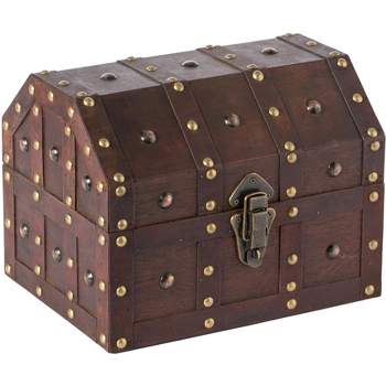 Vintiquewise Black Vintage Caribbean Pirate Chest with Decorative Nailed Design