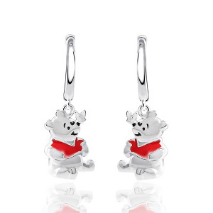 Disney Womens Winnie the Pooh Sterling Silver Charm Dangling Earrings - 1 of 4