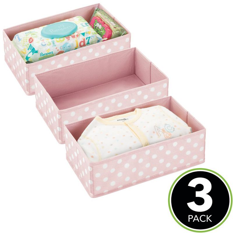 mDesign Fabric Baby Nursery Drawer Organizer Bins, 3 Pack, 2 of 9