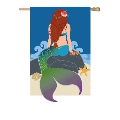 Evergreen Mermaid House Applique Flag