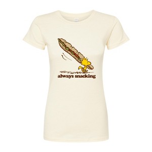 Women's - Peanuts - Always Snacking Fitted Graphic T-Shirt - 1 of 4