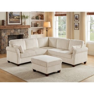VANOMi 90.6’’ Corduroy Sectional Sofa with Storage Ottoman - 1 of 4