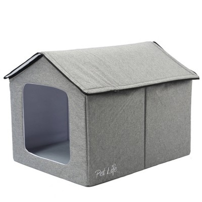 Pet Life Hush Puppy Electronic Heating and Cooling Smart Collapsible Dog and Cat House - Gray
