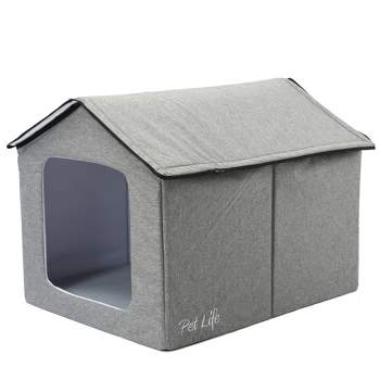 Pet Life Hush Puppy Electronic Heating and Cooling Smart Collapsible Dog and Cat House - Gray - S