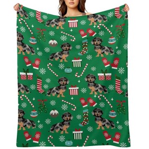 Dachshund Dog Christmas Christmas Throw Blanket Soft Fleece Christmas Blanket Cozy Flannel Throw for Couch Bed 60x80 inches - 1 of 1