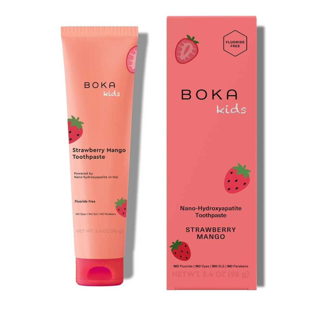 Boka Kids' Fluoride-Free Nano Hydroxyapatite Toothpaste - Strawberry Mango - 3.4oz: Gel, 1-Pack