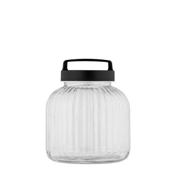 1pc Round Large Glass Jar with Bamboo Lid - Large Kitchen Decorative Glass  Jars with Vintage Pattern - Coffee Pasta Sugar Tea Snack Nuts Cookie Jar  with Airtight Lids