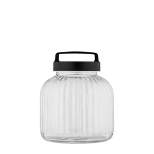 Amici Home Franklin Glass Airtight Kitchen Canister, For Organization of Flour, Sugar, Nuts, and Other Dry Goods, Black Metal Cover ,96 oz.